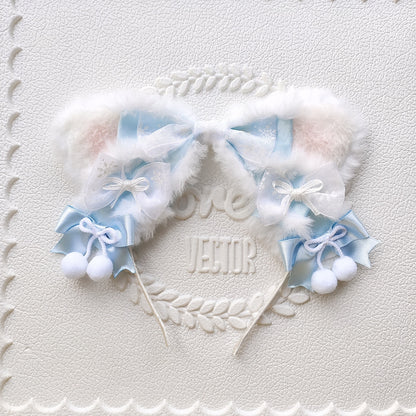 Plush Snowflake Cat Ear Headband Lolita Hair Accessory