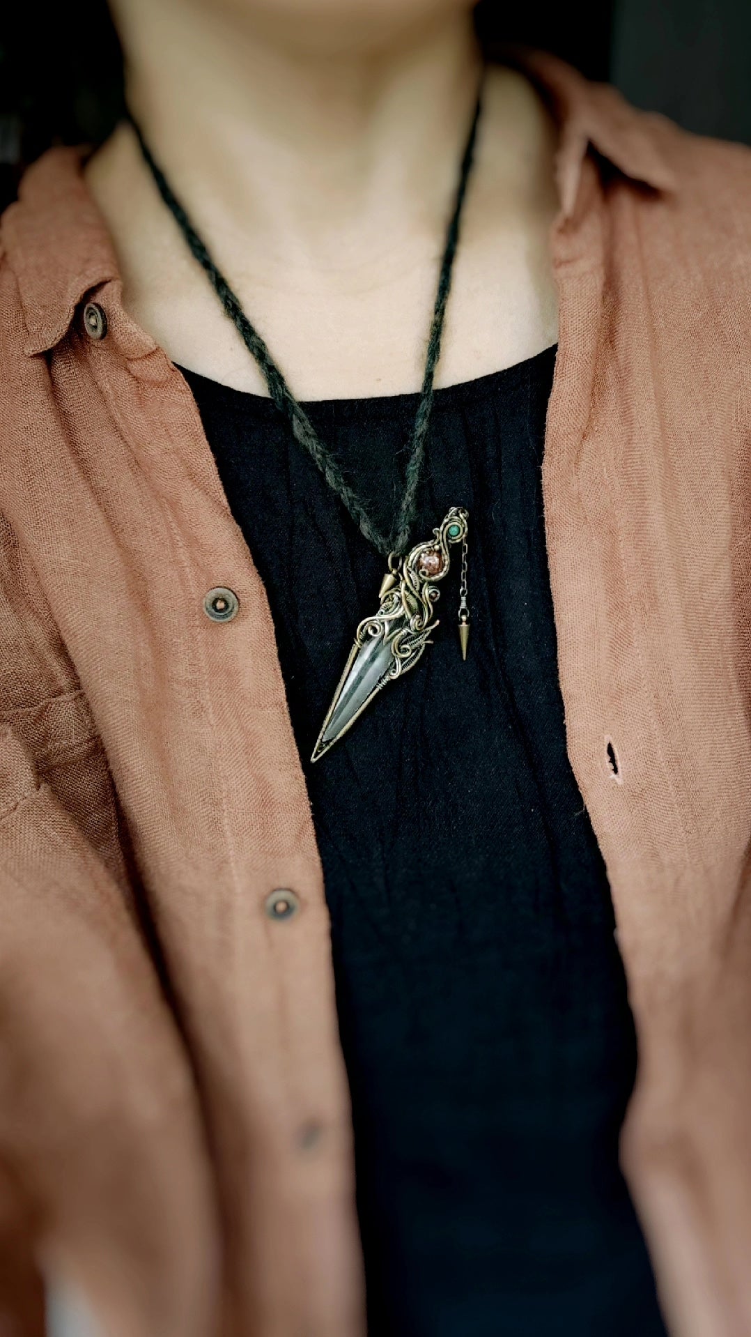 Lemurian Crystal Wire Wrapped Pendant