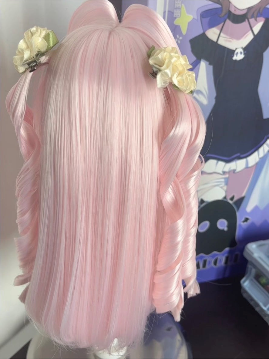 Parrucca Rosa Pastello per Bambole BJD