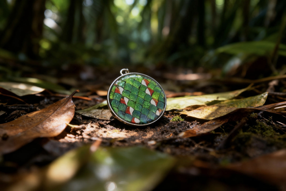 Double Sided Snake Scale Pendant Necklace