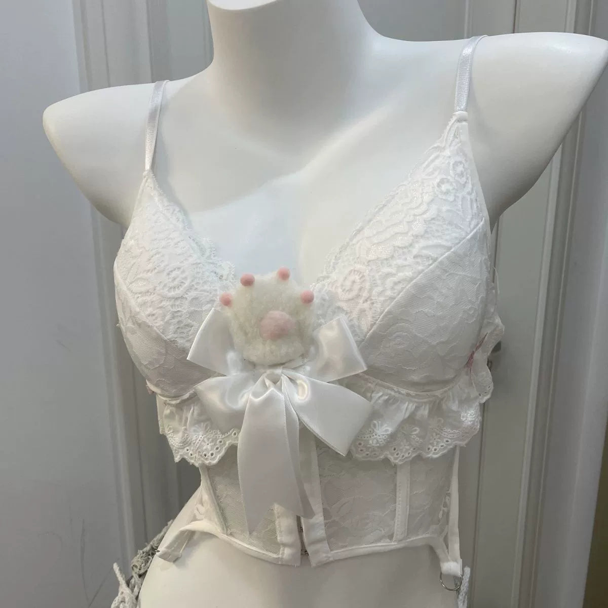 White Lace Camisole and Denim Shorts Set