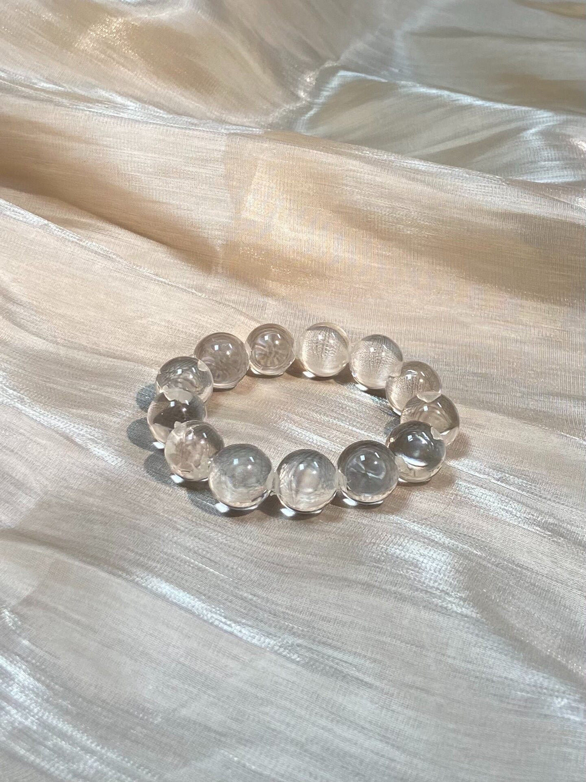 Natural White Quartz Beaded Bracelet 15mm
