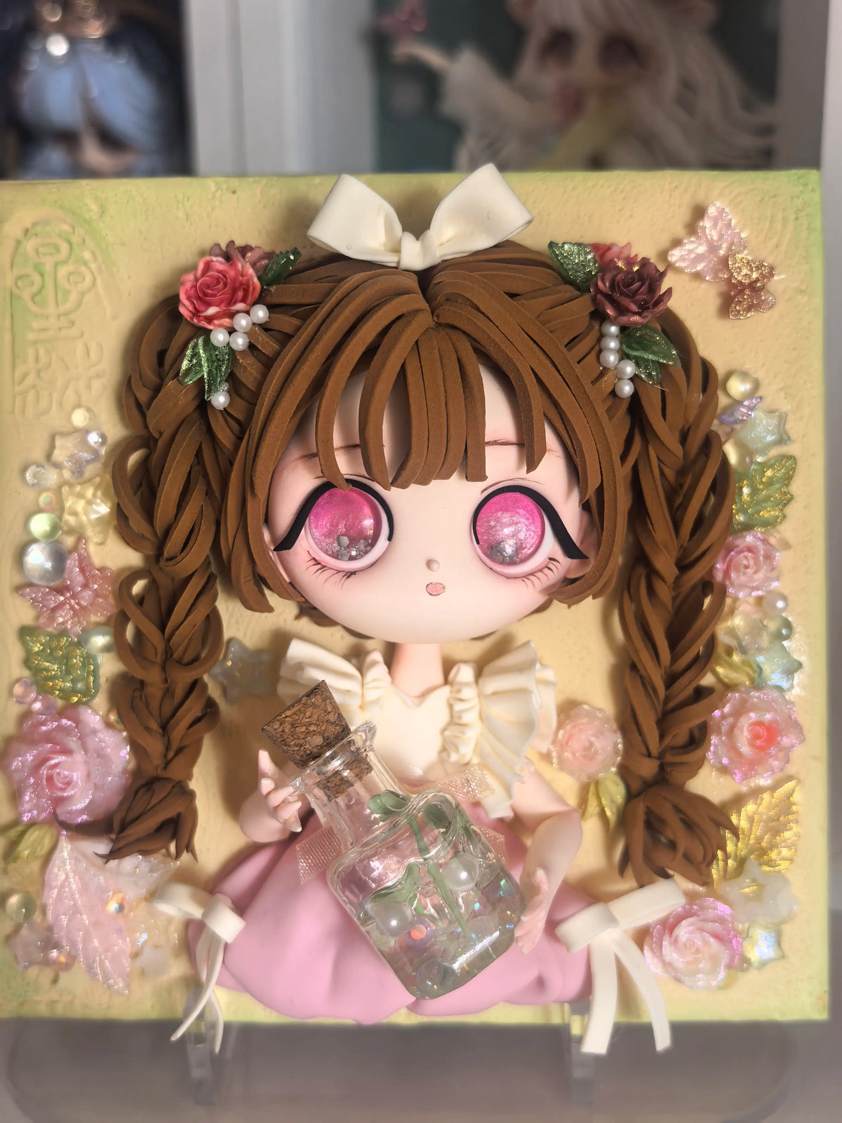 Handmade Clay Girl Figurine Frame 10cm