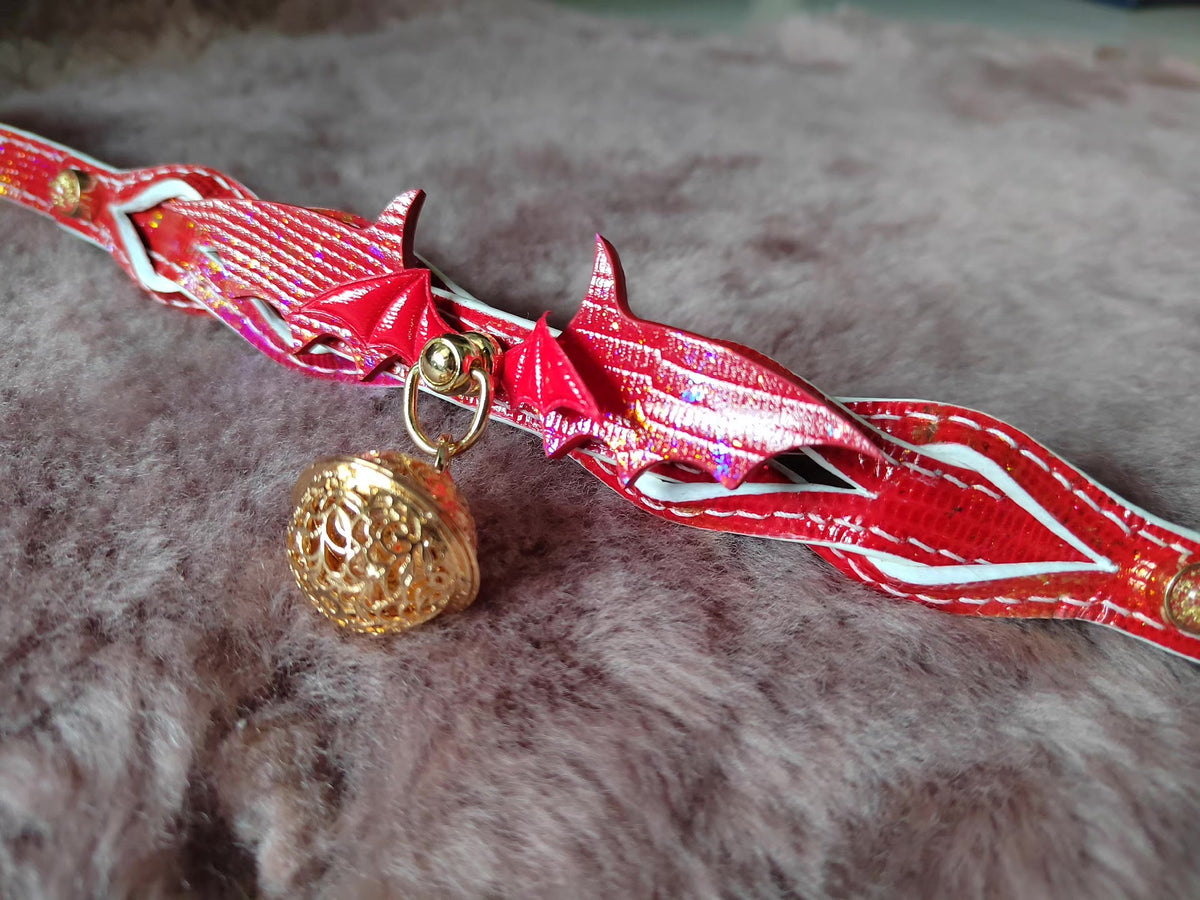 Red Lizard Leather Woven Choker Collar