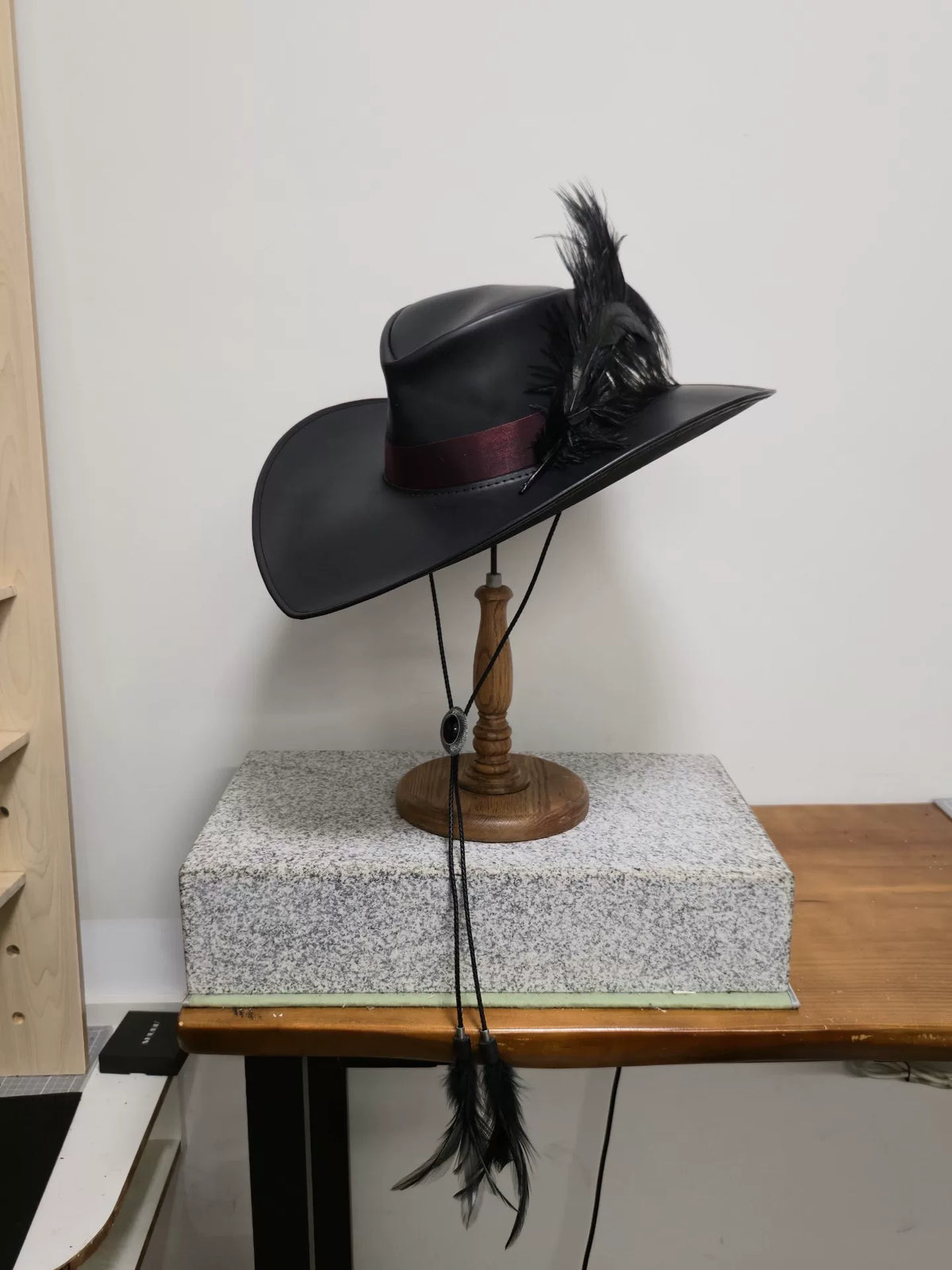 Handmade Black Western Hat with Ostrich Feathers