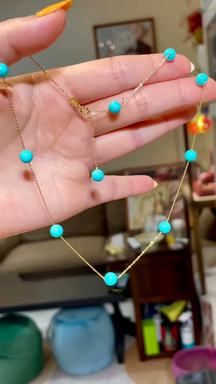 18k Gold Sleeping Beauty Turquoise Necklace