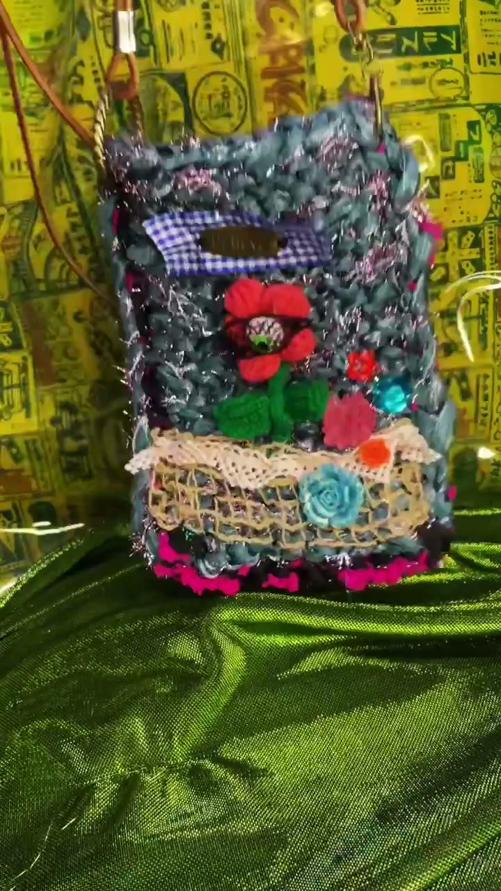 Handcrafted Y2K Knitted Crossbody Phone Bag