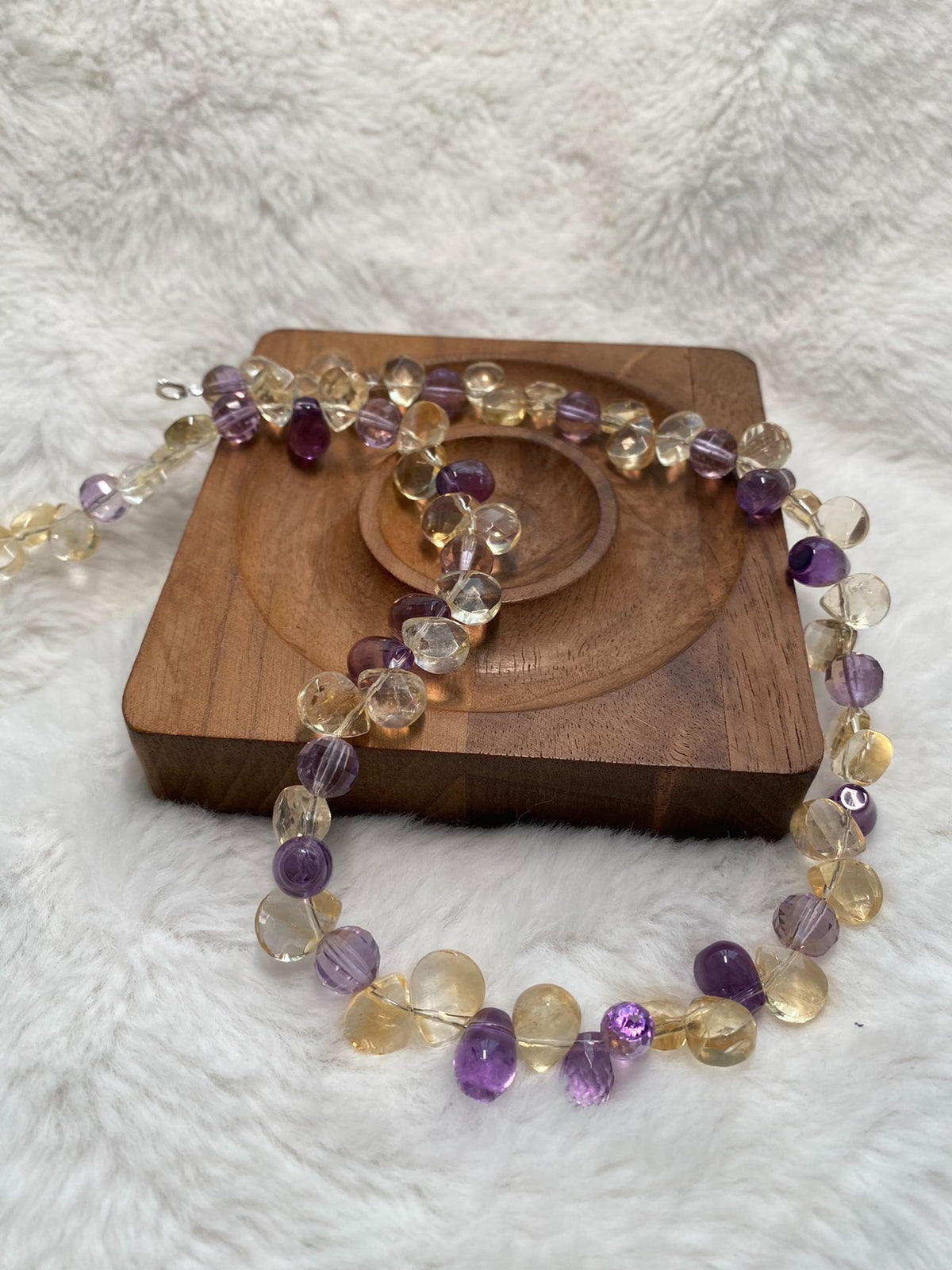Citrine Amethyst Faceted Teardrop Necklace