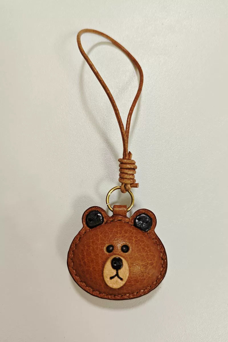 Handmade Brown Bear Leather Bag Charm