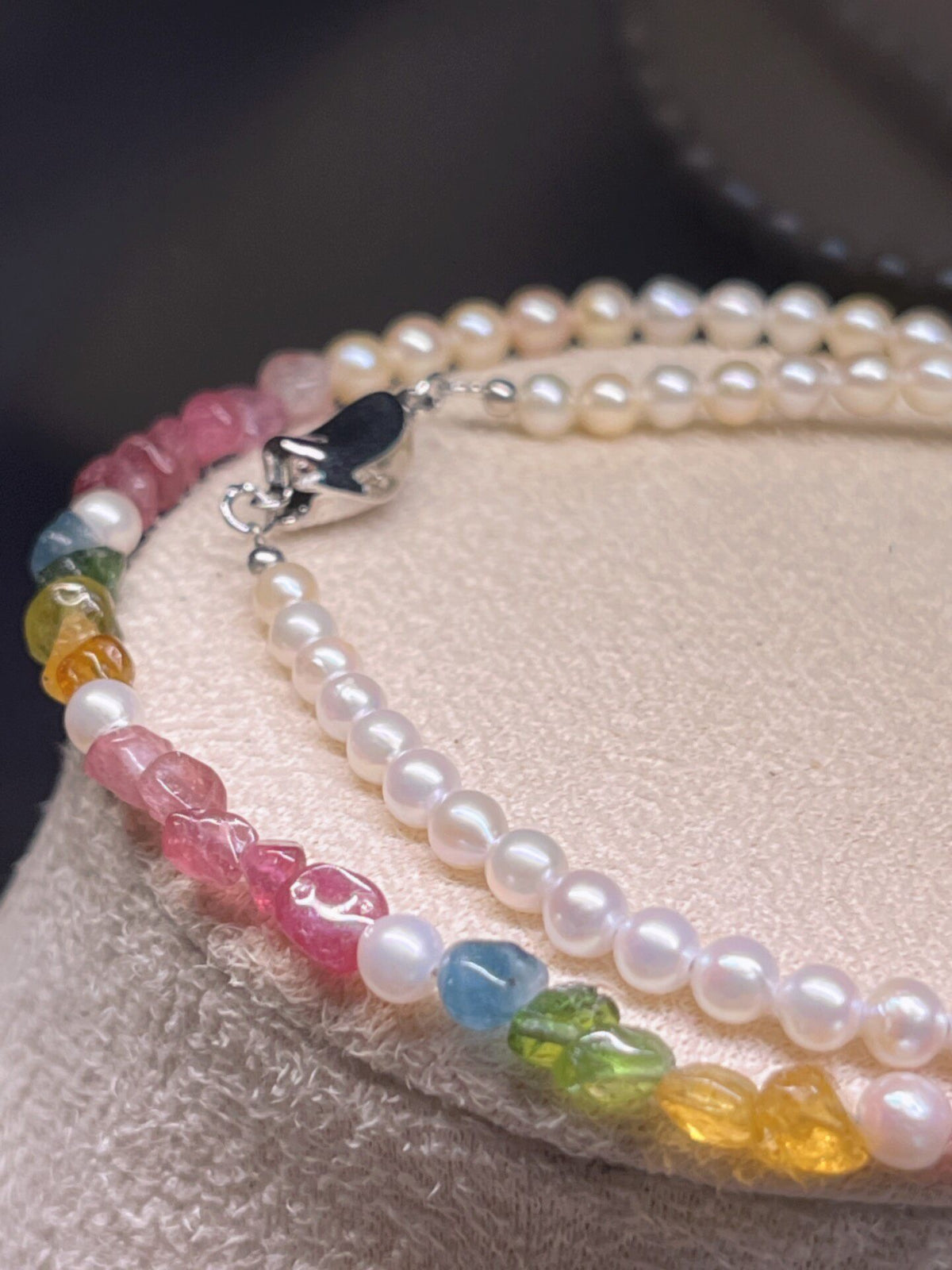 Freshwater Pearl Tourmaline Beaded Necklace