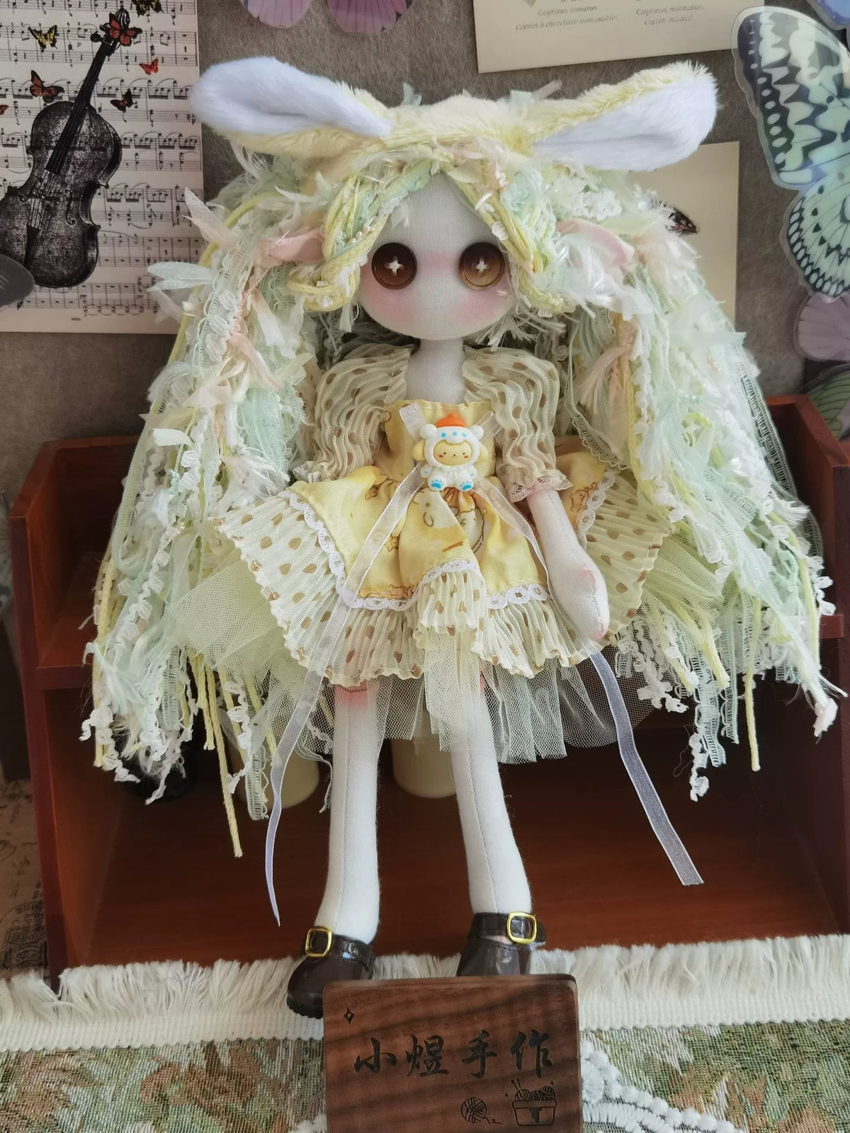 Handmade Rabbit Button-Eyed Cloth Doll 30cm