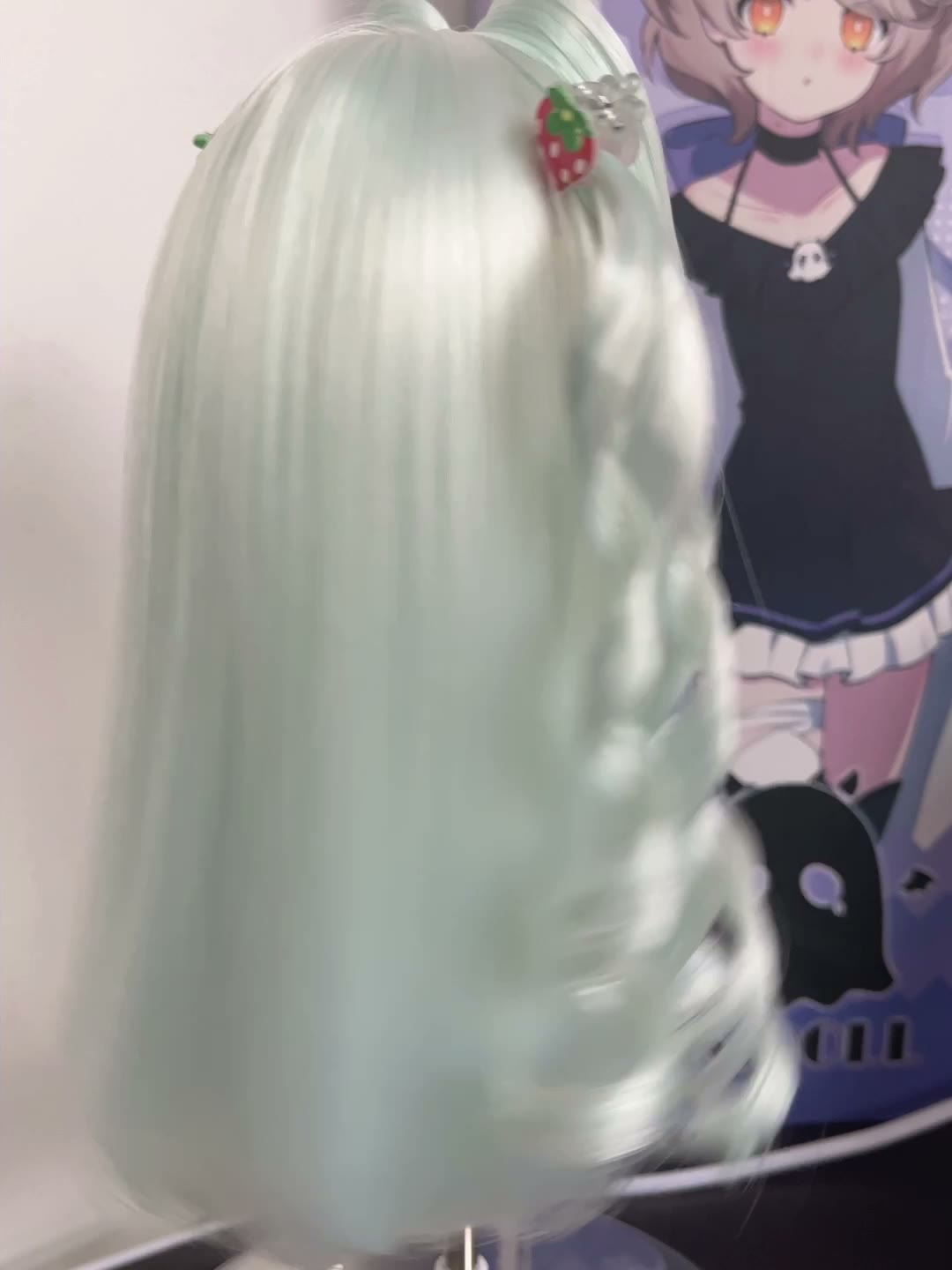 Doll Wig Pastel Mint Twin Tails