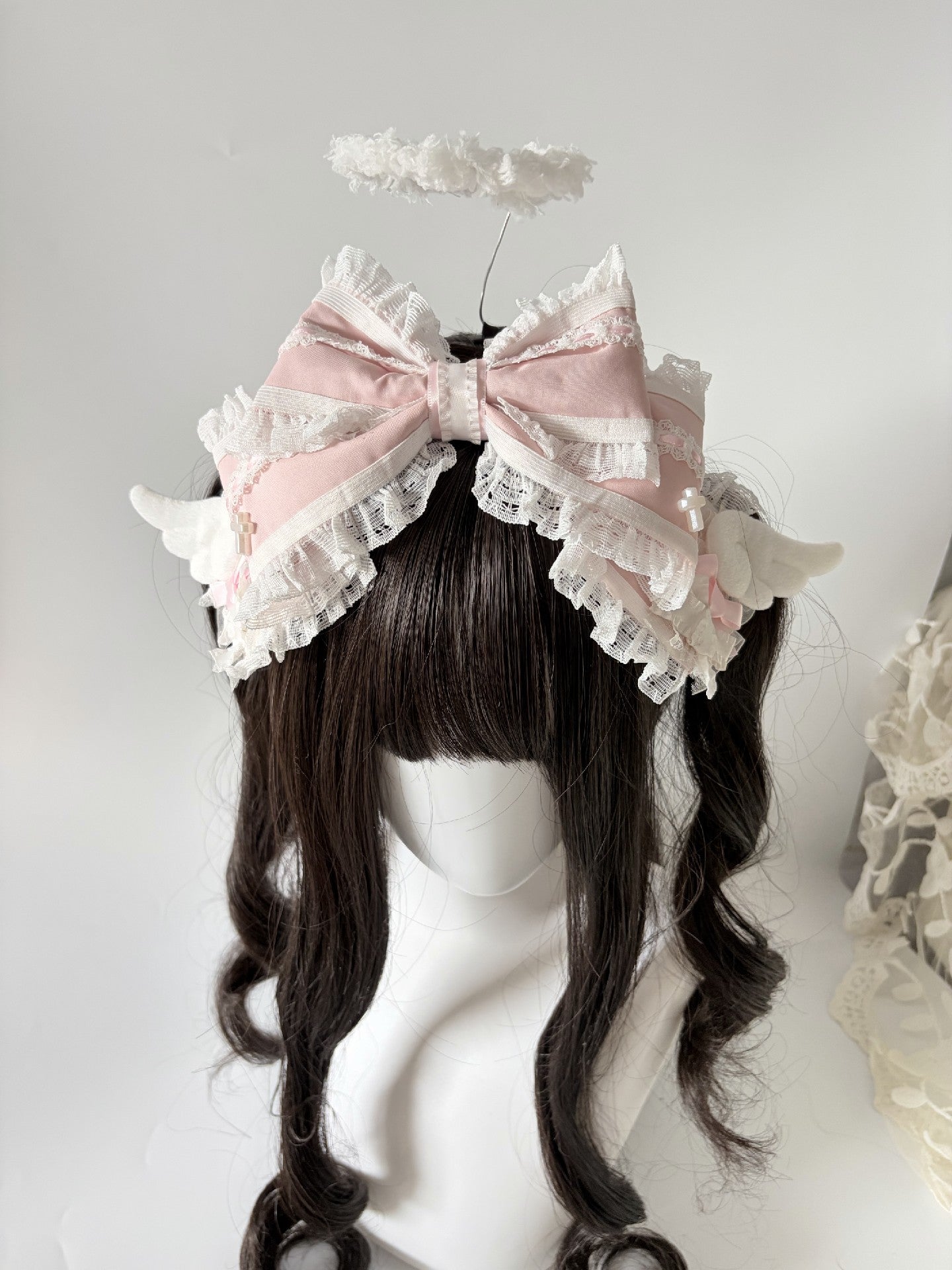 Angel Wing Halo KC Hair Clip with Large Bow