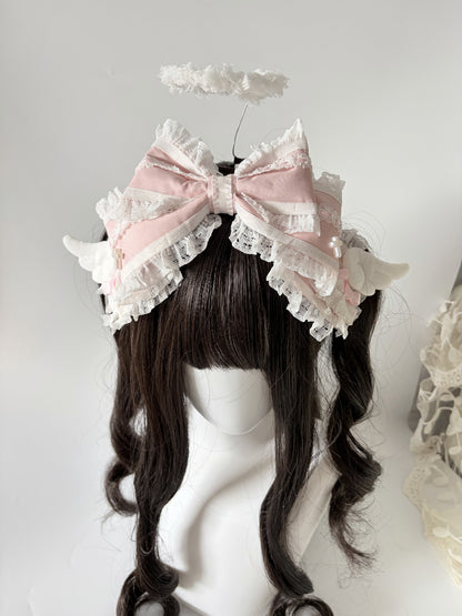 Angel Wing Halo KC Hair Clip with Large Bow