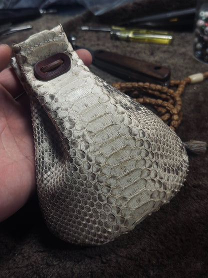 Handmade Leather Dragon Scale Pouch with Drawstring Closure