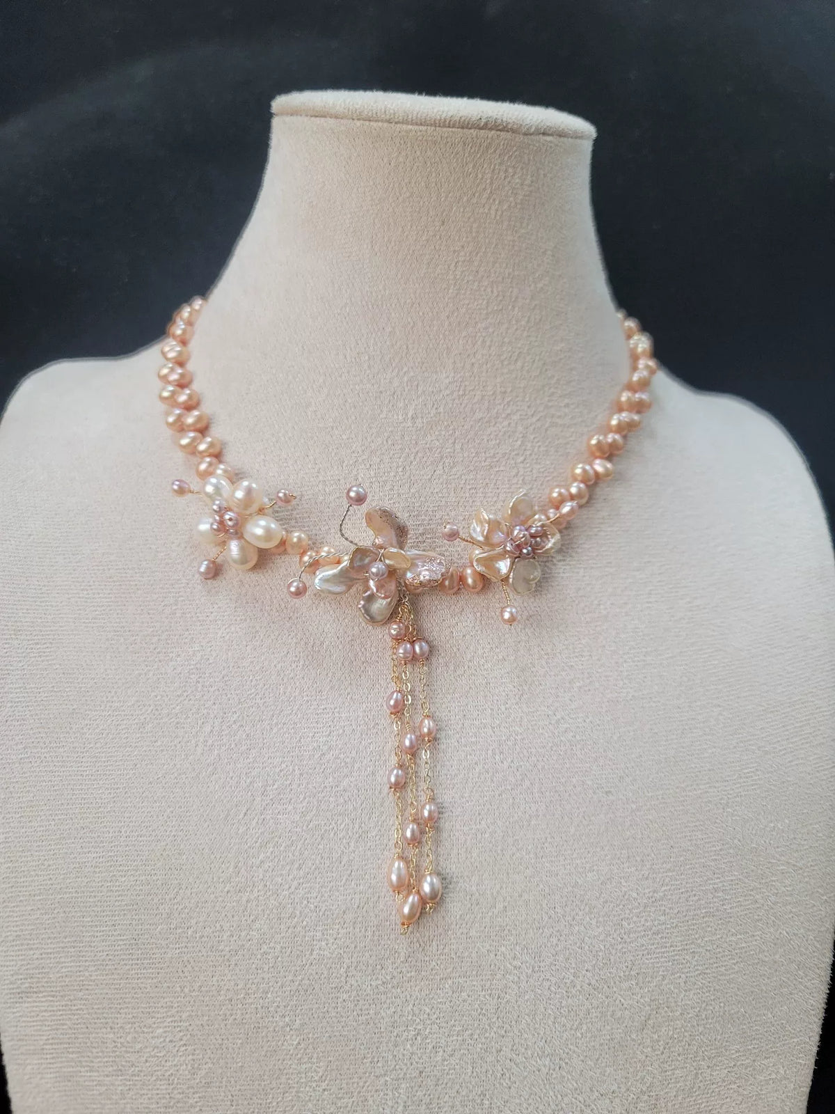Zonsondergang Roze-Gouden Zoetwaterparel Ketting
