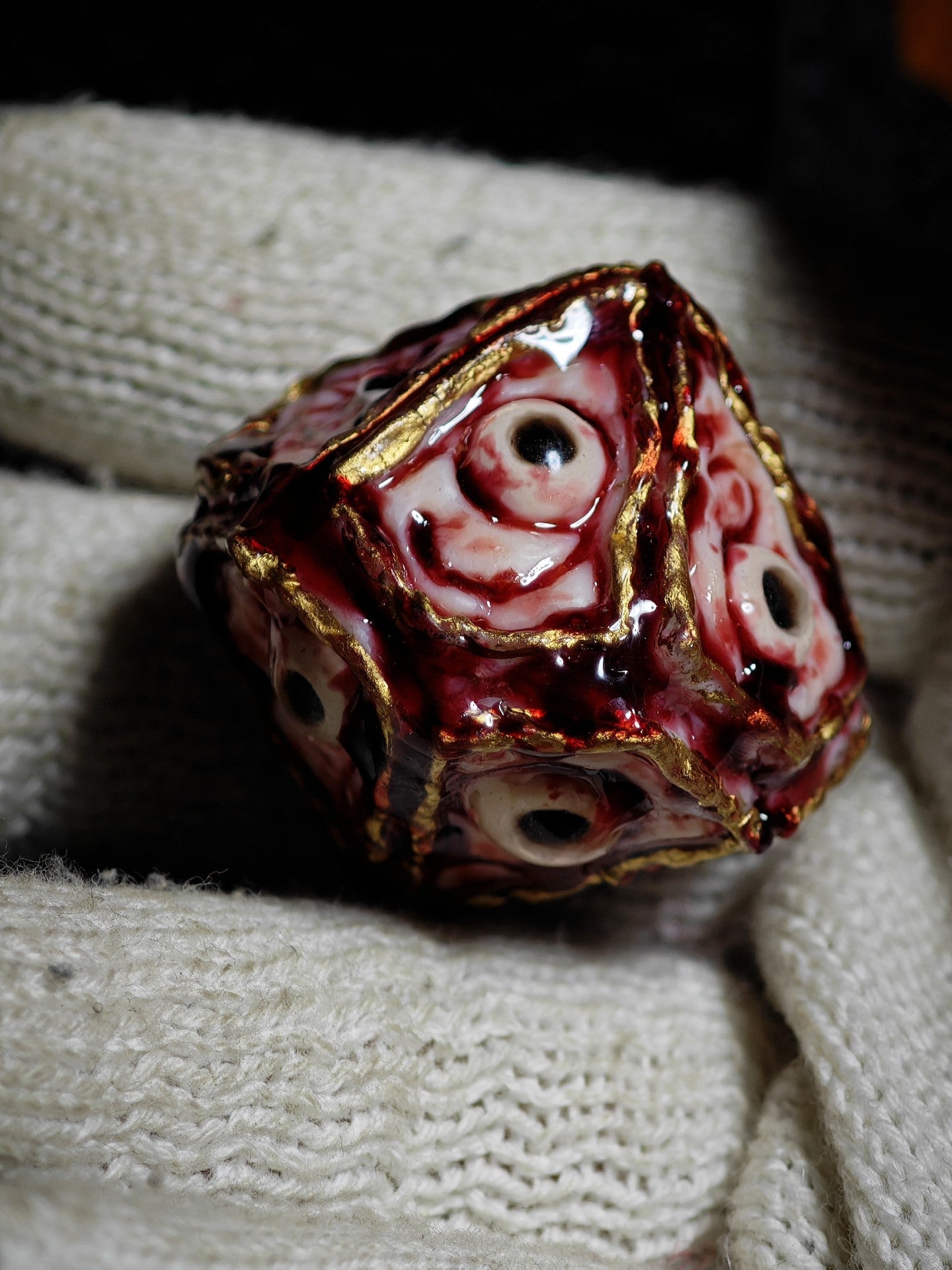 Cthulhu Organic Texture Polyhedral Custom Dice with Eye Motifs