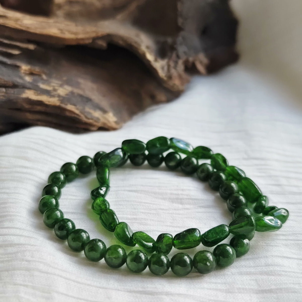 Natürliches Diopsid-Perlenarmband, zwei Styles