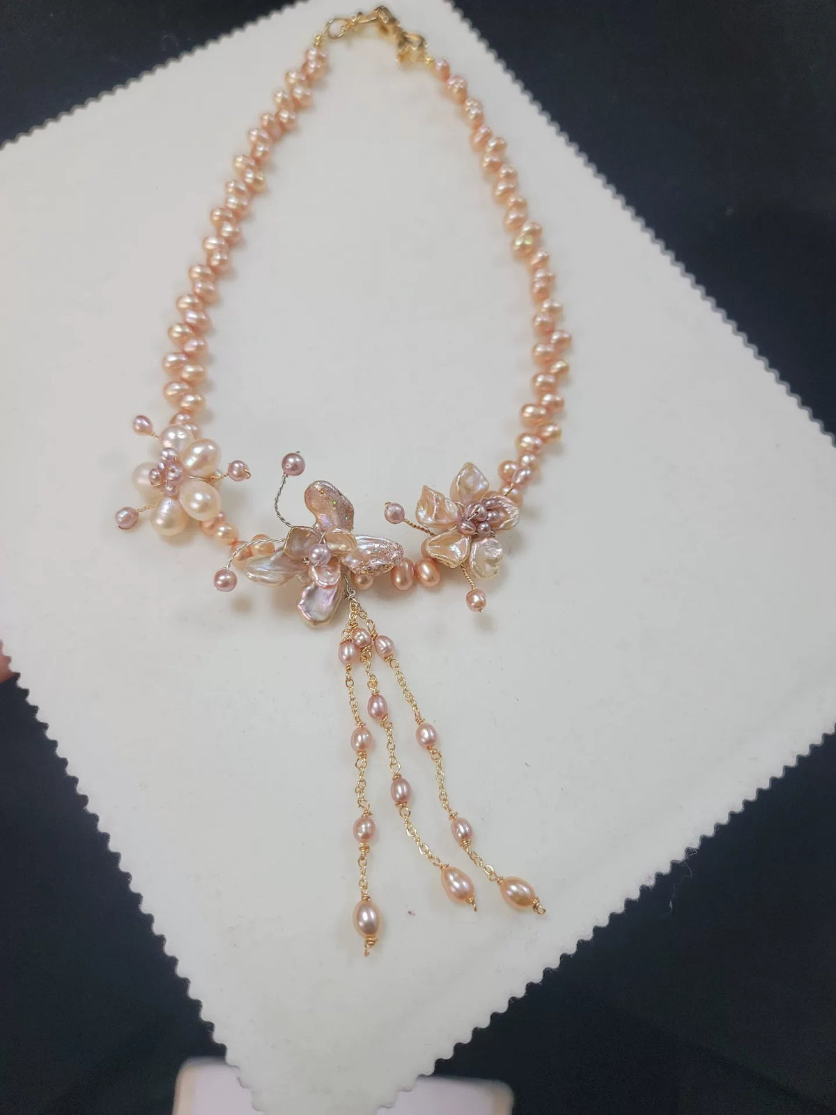 Zonsondergang Roze-Gouden Zoetwaterparel Ketting