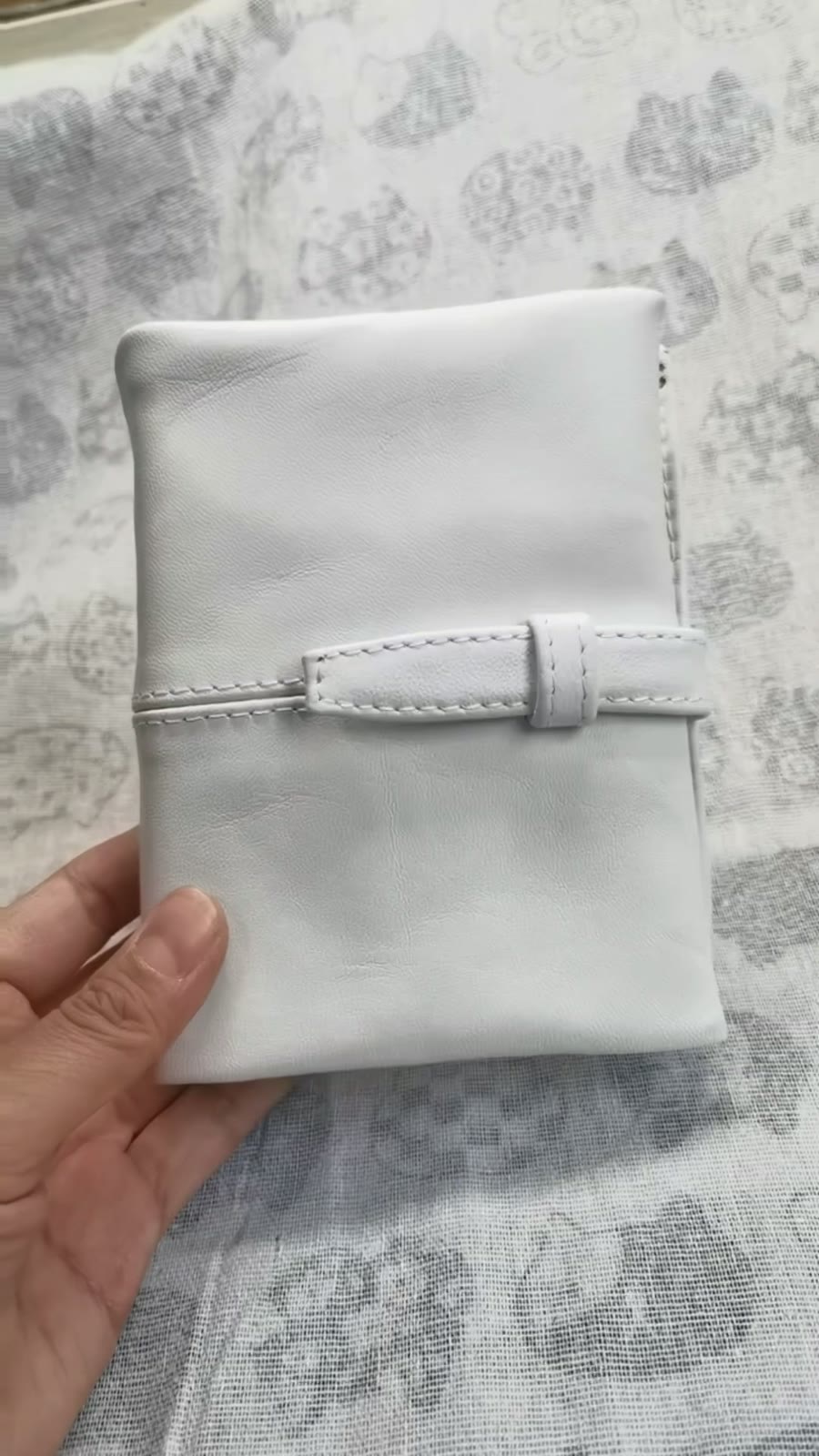 White Goatskin Leather Planner Cover M5