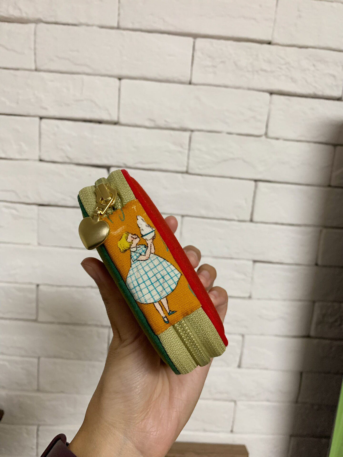 Illustrated Patchwork Zippered Pouch with YKK Zipper