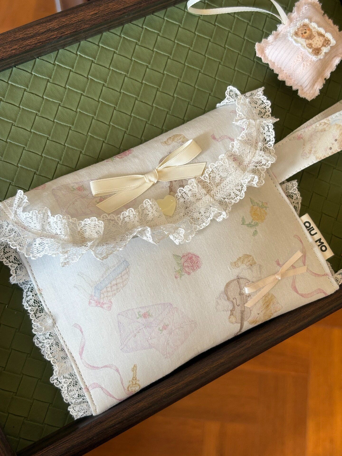 Handmade Lace Bow Fabric Pouch