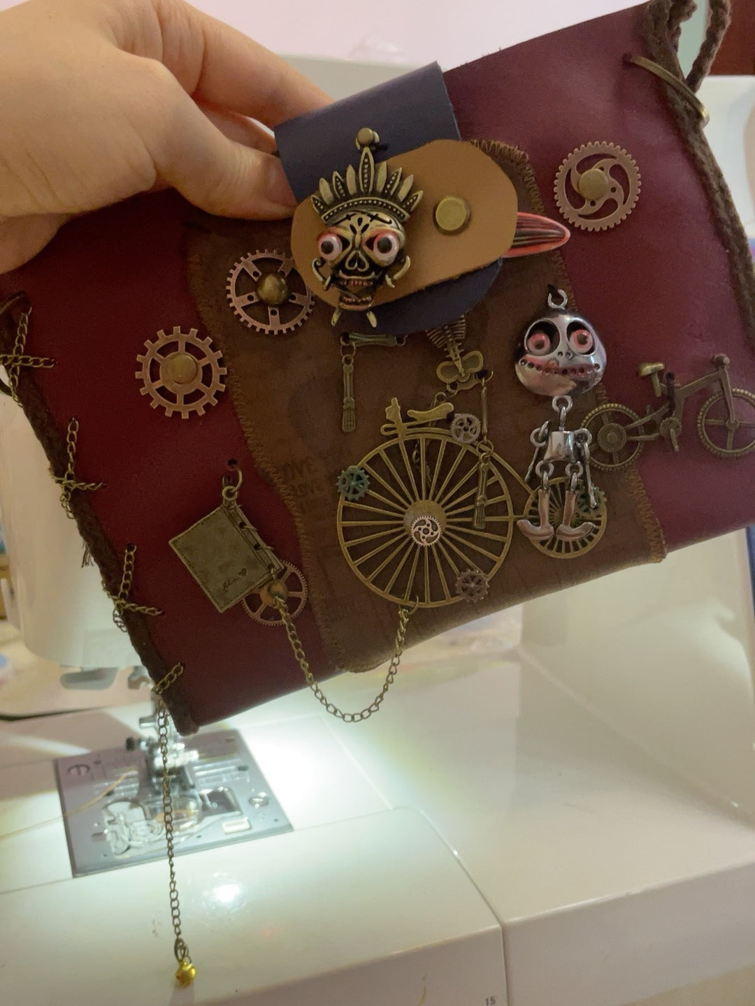 Steampunk Crazy Horse Leather Crossbody Bag