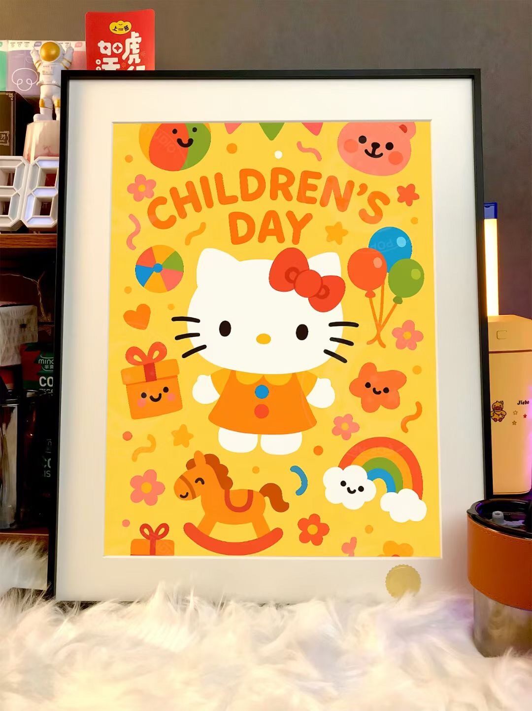 Hello Kitty Framed Art Print Orange