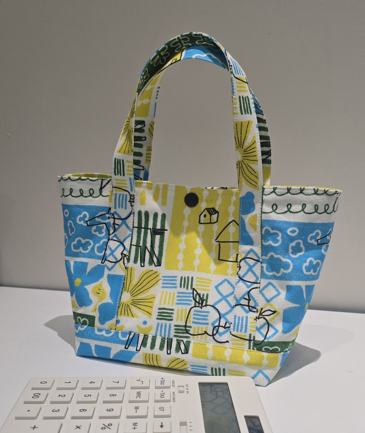 Mini Tote Bag with Colorful Patchwork Print