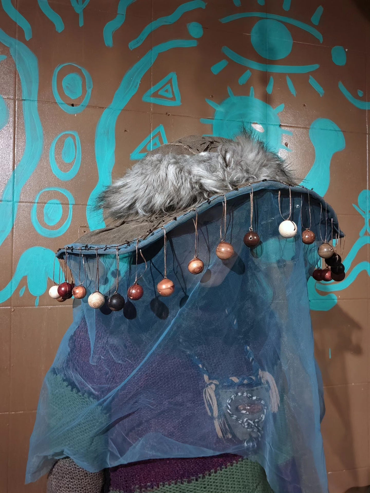 Martial Arts Cowboy Hat with Beaded Veil