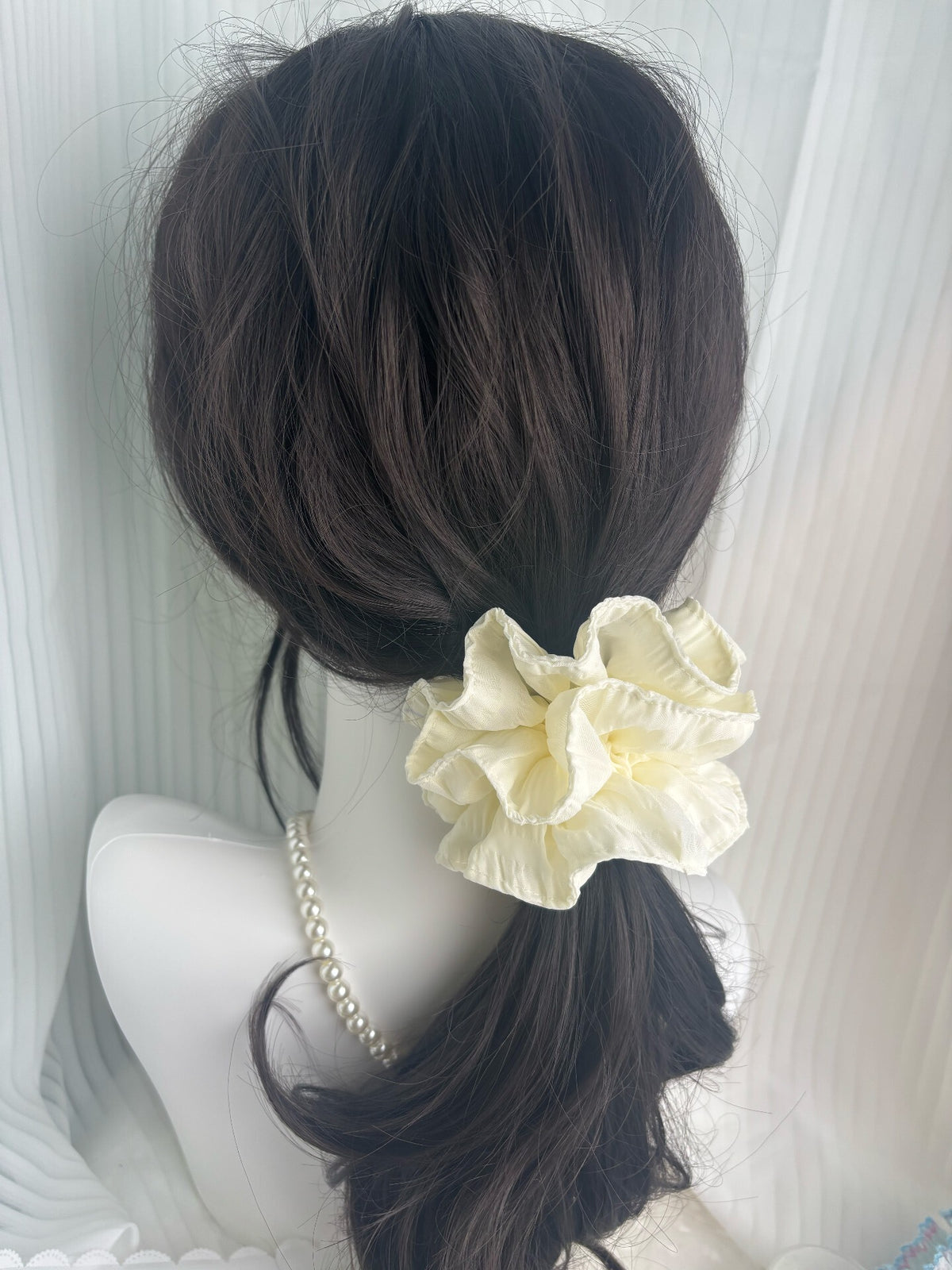 Cream Scrunchie with Ruffled Trim