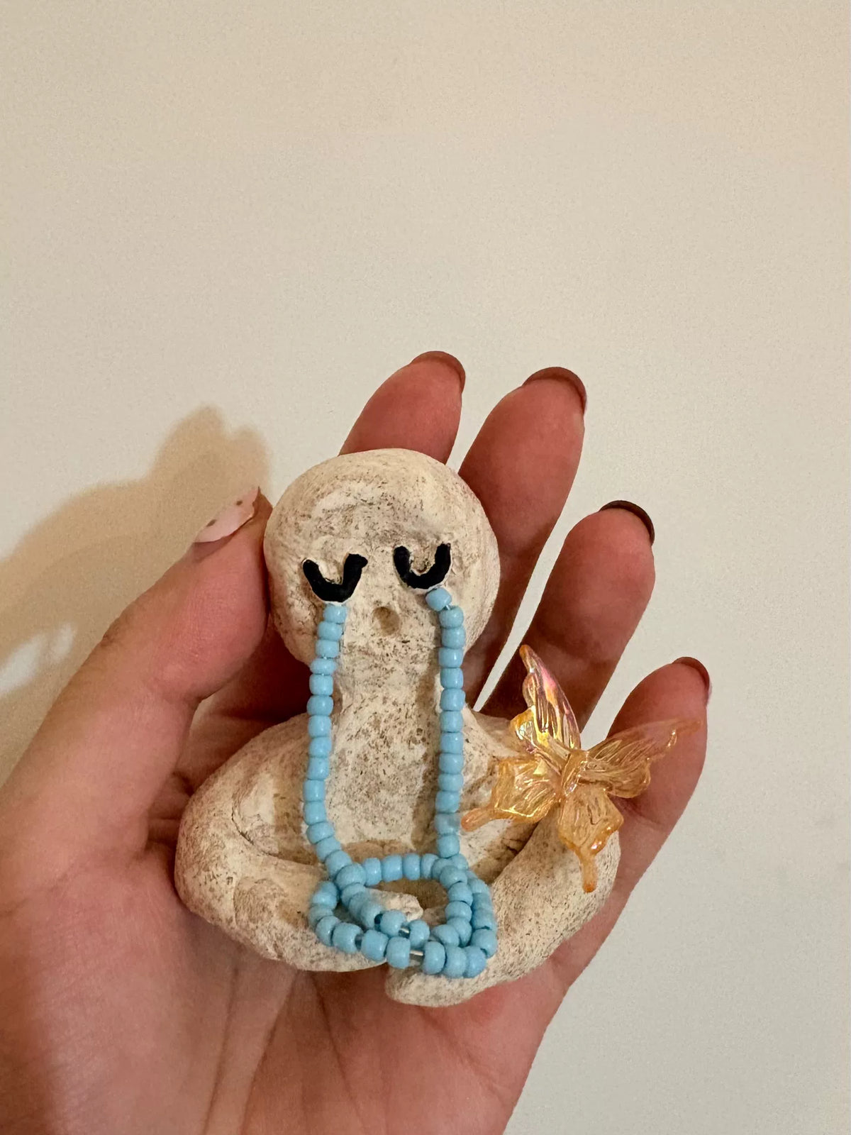 Handmade Stone Clay Crying Figurine Incense Holder