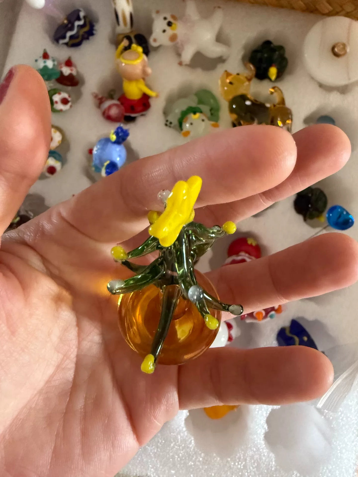 Handmade Glass Christmas Tree Figurine Set