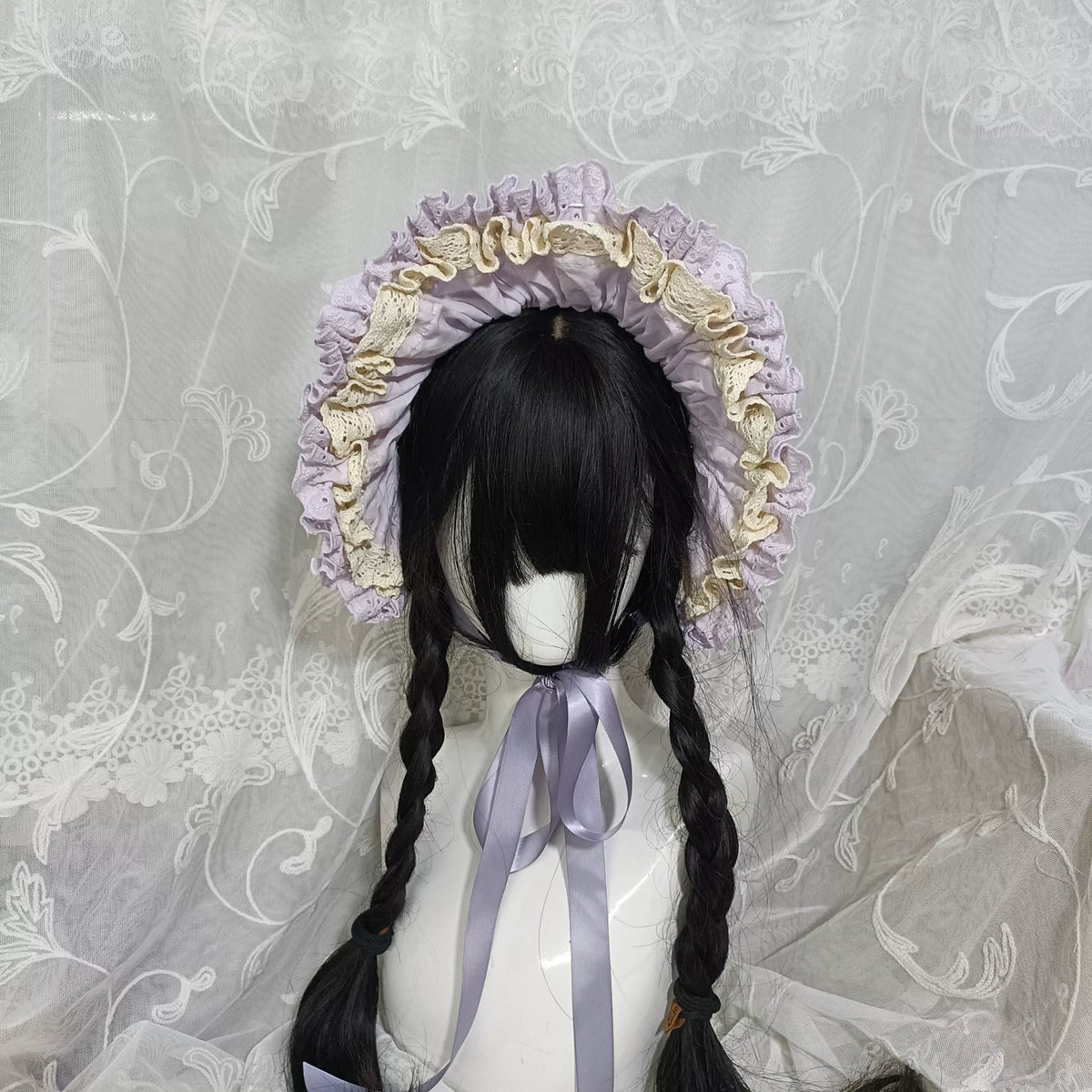 Gorro Tiara Lolita Roxo Claro de Dupla Função
