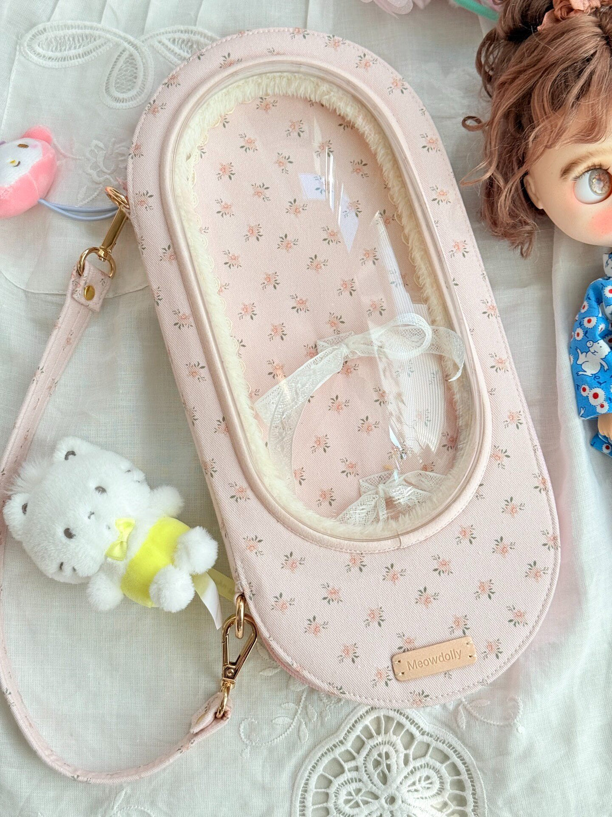 Handmade Doll Carrier Bag Floral Window