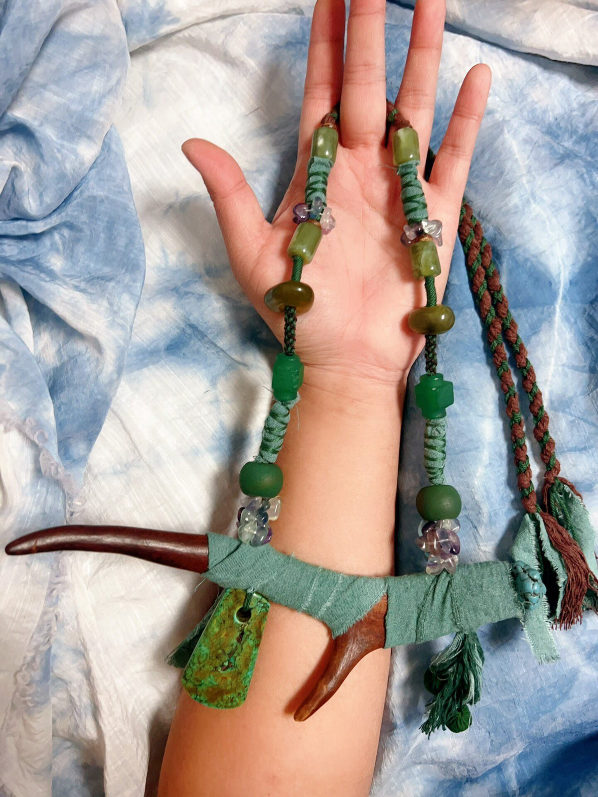 Handcrafted Reindeer Antler Turquoise Fluorite Necklace