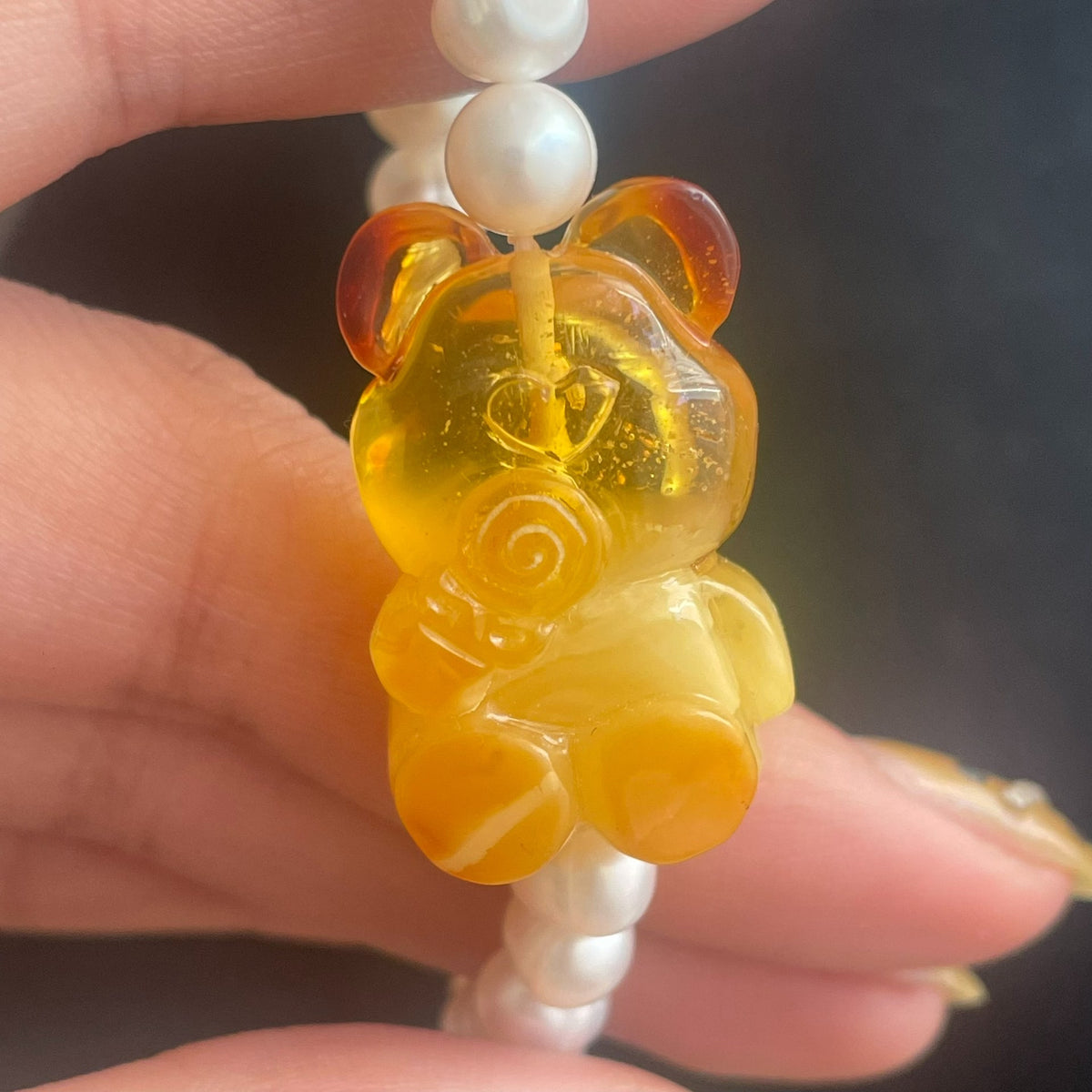 Honey Amber Bear Pearl Bracelet