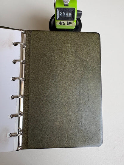 Olive Green A7 Leather Ring Binder Notebook with Metal Binding