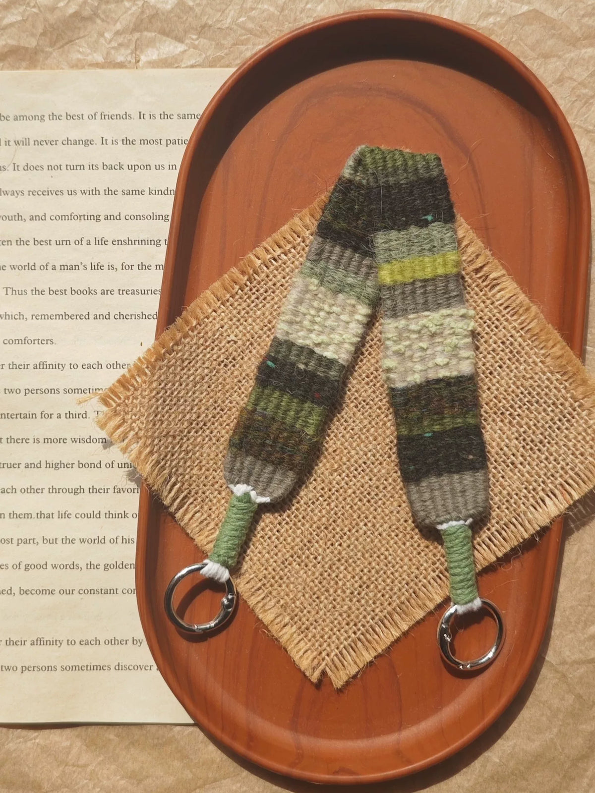 ハンドメイド 手織り フォレストグリーン リストバンドストラップ