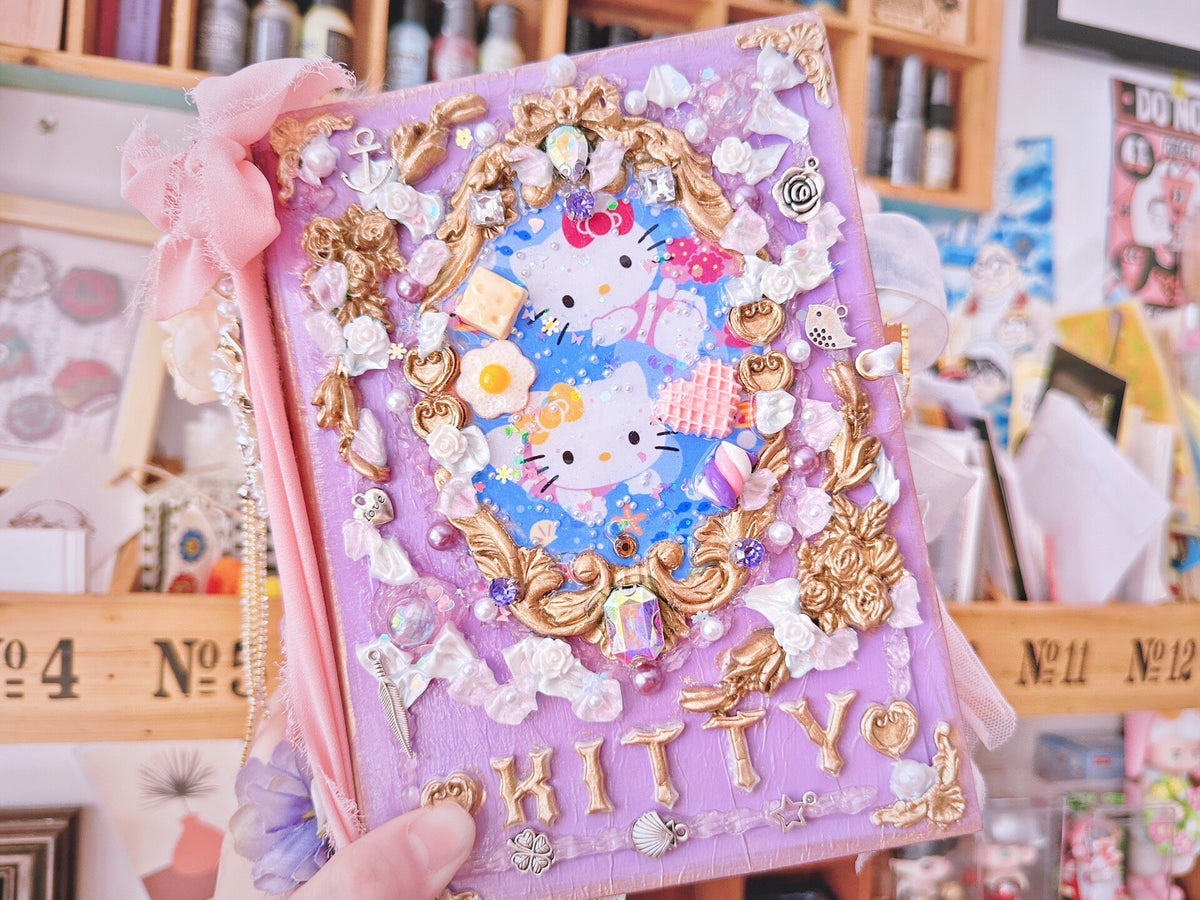 Hello Kitty 手作りジャンクジャーナル A5 ラベンダー