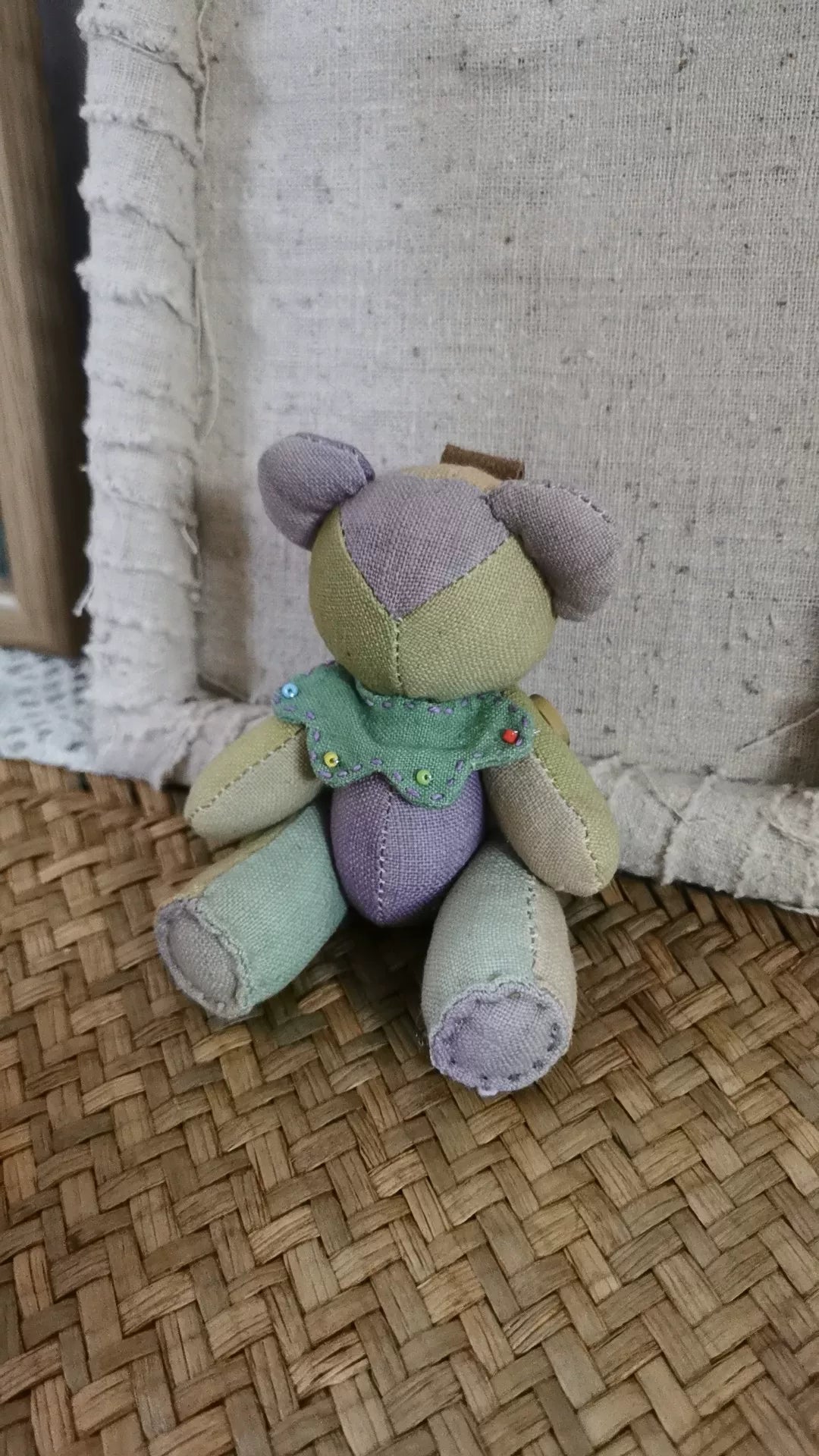 Handmade Plant Dyed Cloth Teddy Bear Pendant