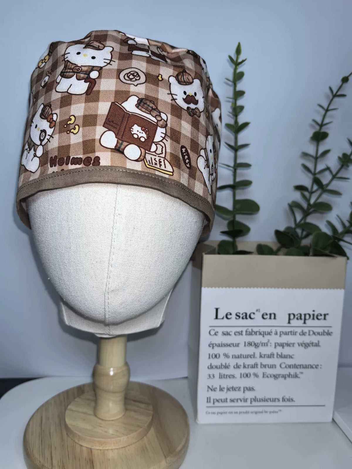Cuffia chirurgica in cotone con stampa di gatti