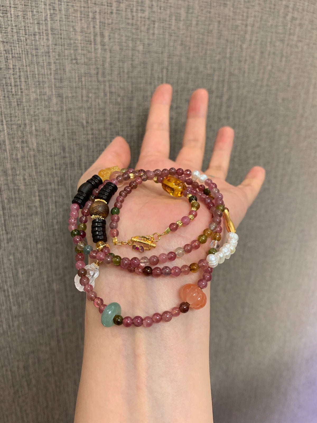 Tourmaline Pearl Multi-Strand Wrap Bracelet