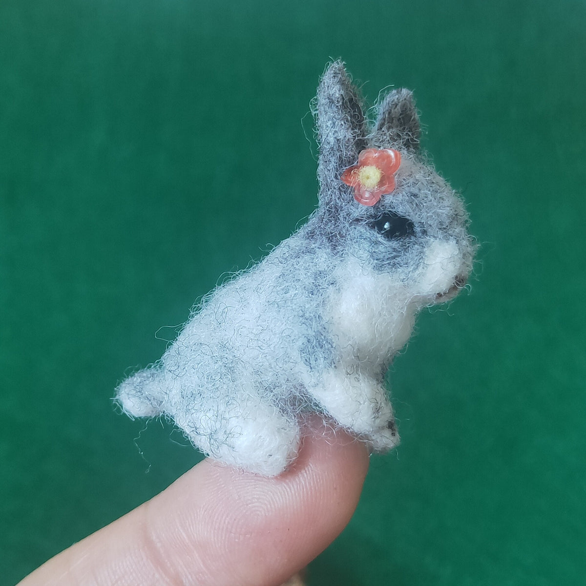 Custom Wool Felt Miniature Rabbit Figurine