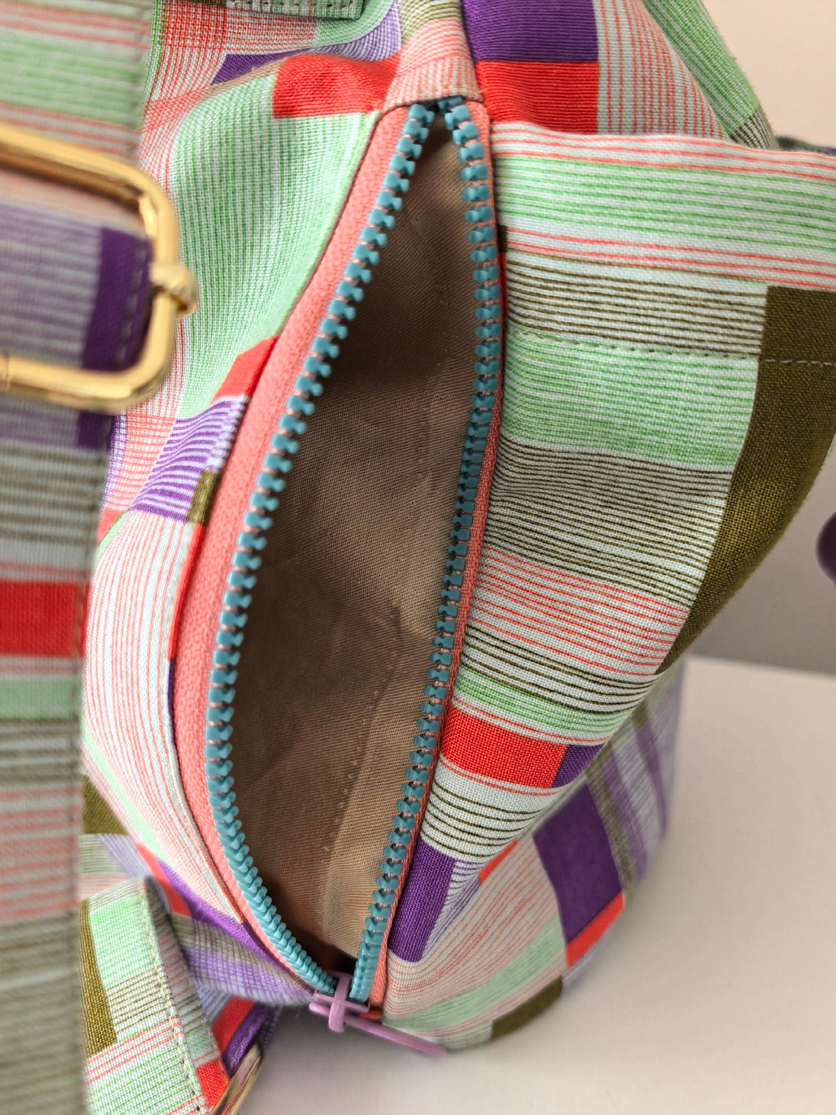 Multicolor Geometric Fabric Backpack