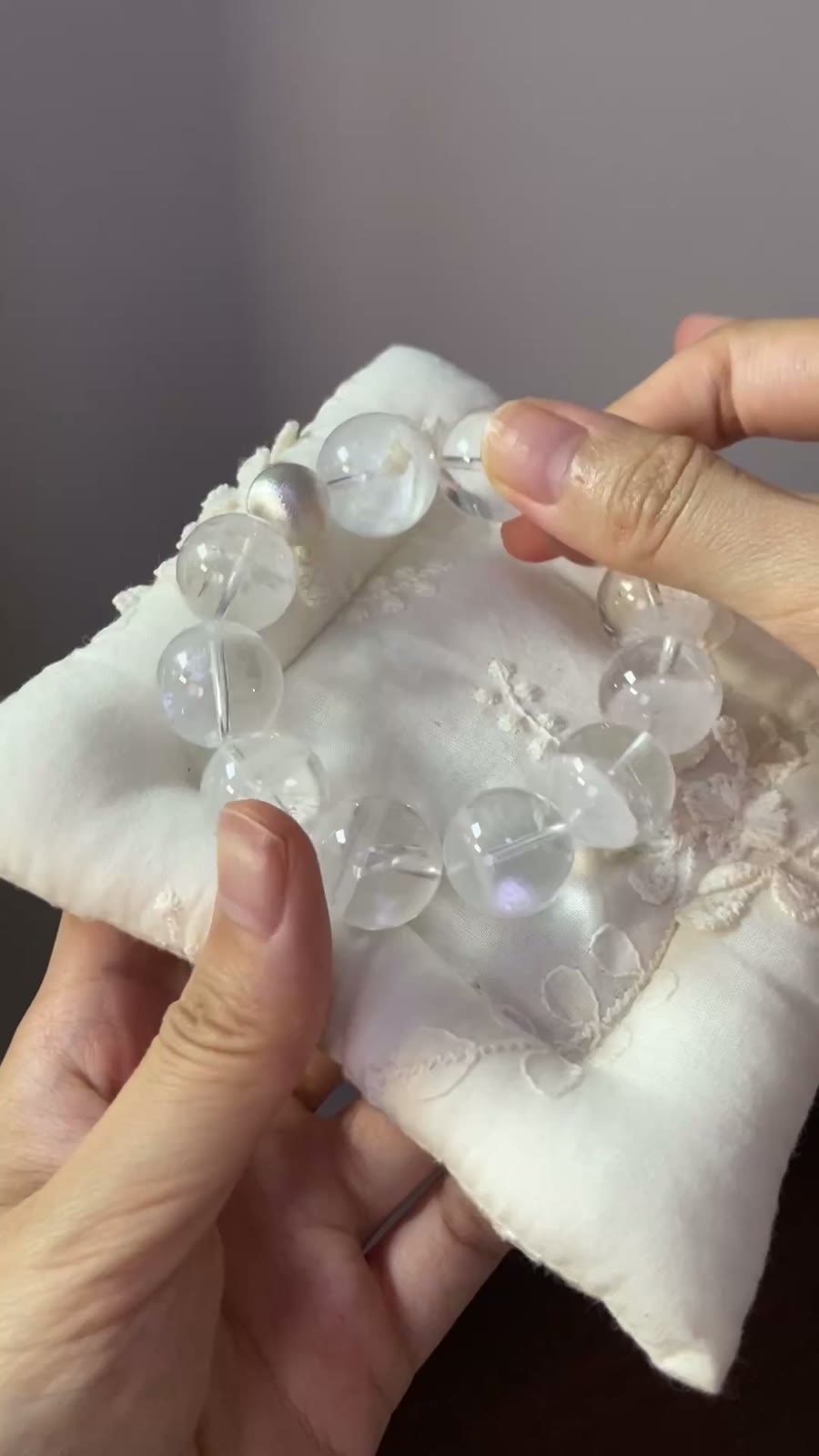 Himalayan White Phantom Quartz 17mm Beaded Bracelet
