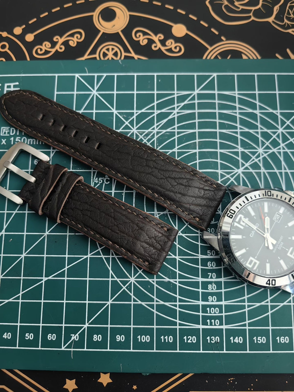 Brown Seal Leather Watch Strap 22mm