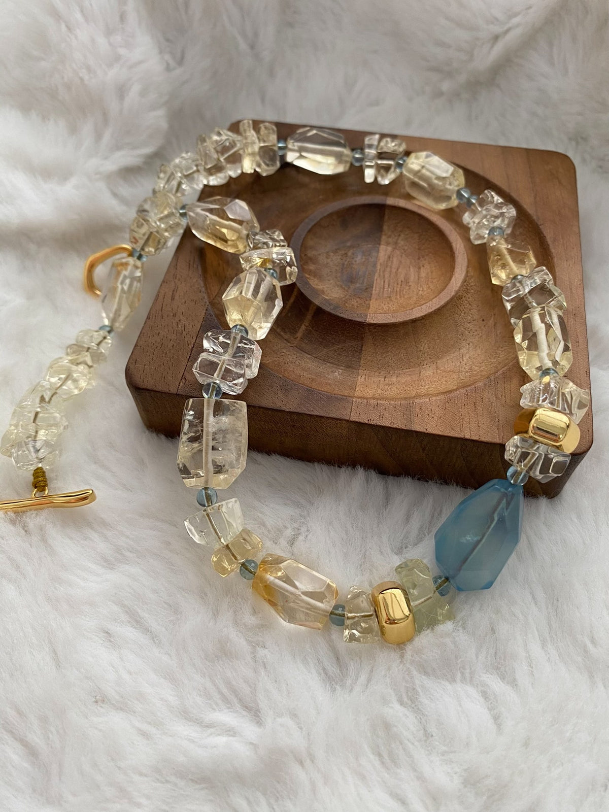 Citrine Aquamarine Necklace Natural Gemstone