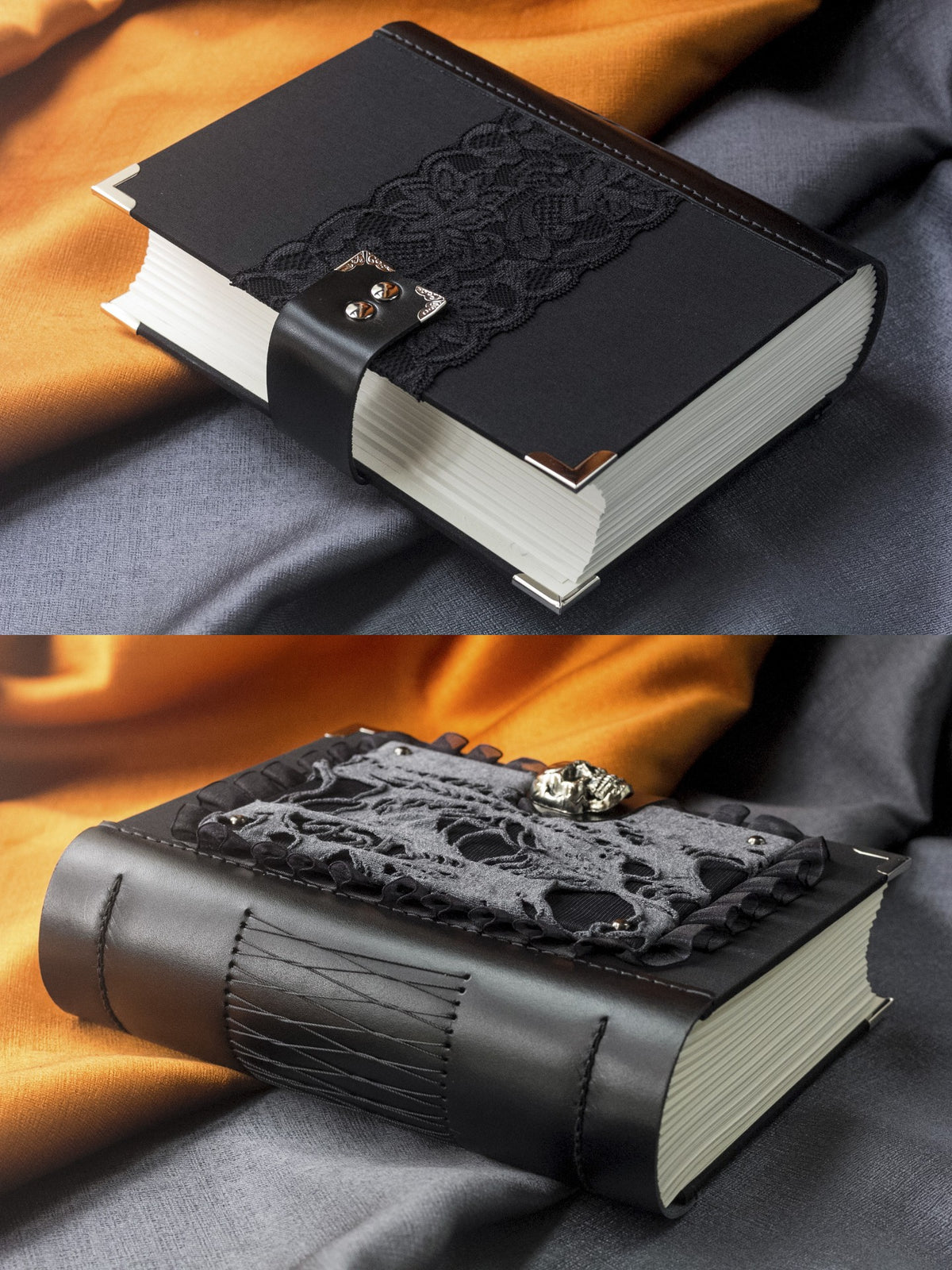 Handcrafted Skull Journal with Leather Spine