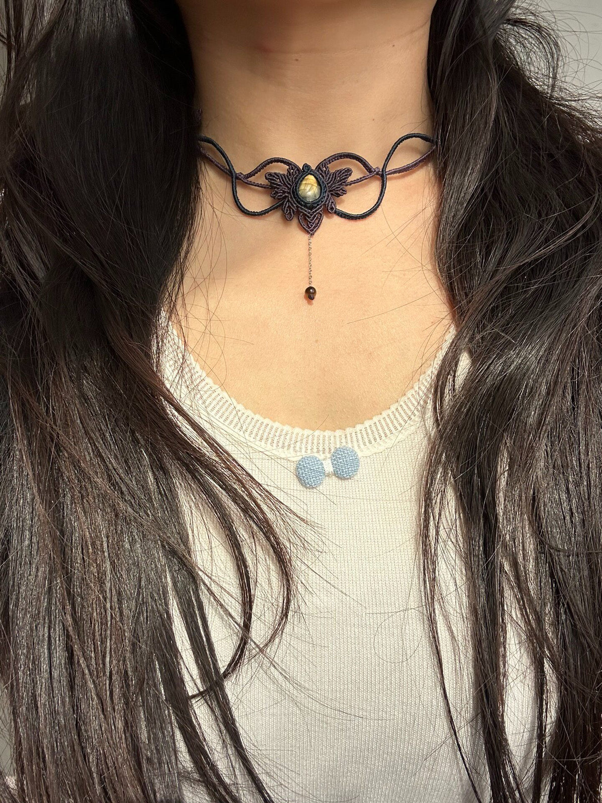 Handcrafted Macrame Choker Necklace with Tiger Eye Stone